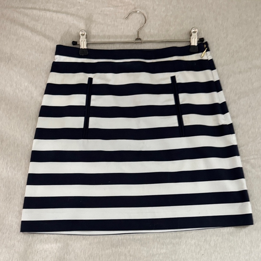 Draper James Navy and White Horizontal Stripe Mini Skirt